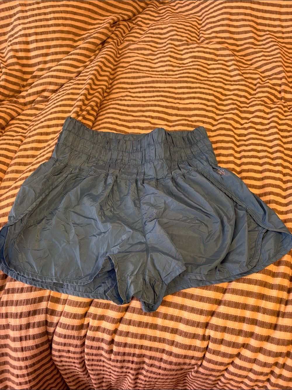 FP Movement by Free People Smocked-Waist Athletic Shorts - Slate Blue
